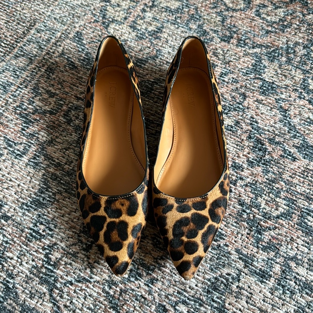 J Crew pointed toe leopard flats
